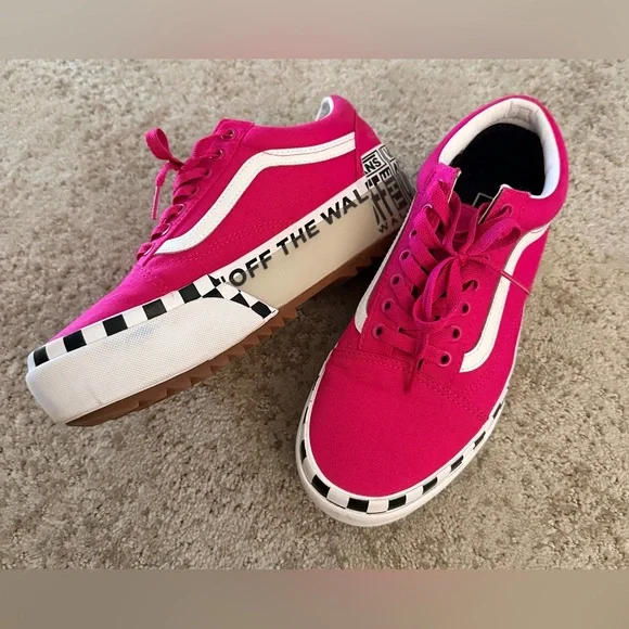 VANS OLD SKOOL STACKED LOGO STACK, CABARET, SIZE 9 WOMENS - Picture 12 of 15